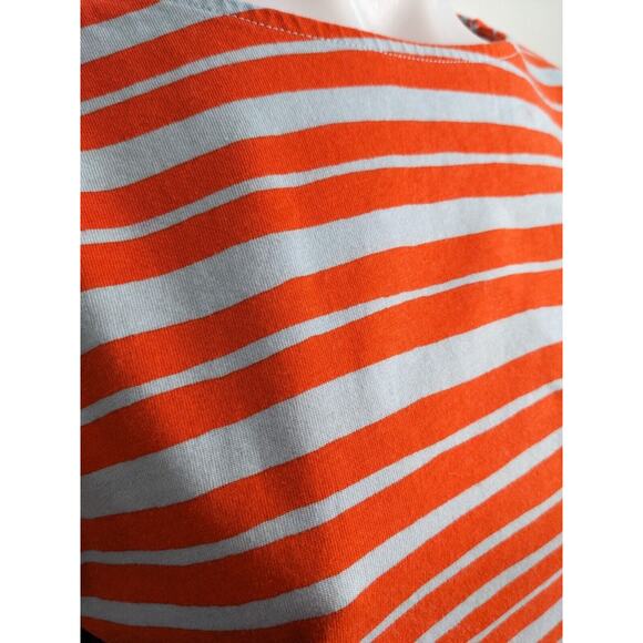Marimekko Uniqlo Sz Small Crew Neck Tee T Shirt Orange Blue Stripe Half Sleeves - Picture 5 of 16
